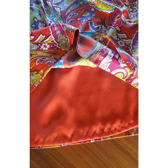 Lauren Ralph Lauren One Shoulder Size 12 Paisley Satin Front Drape Sheath Dress - Picture 12 of 14